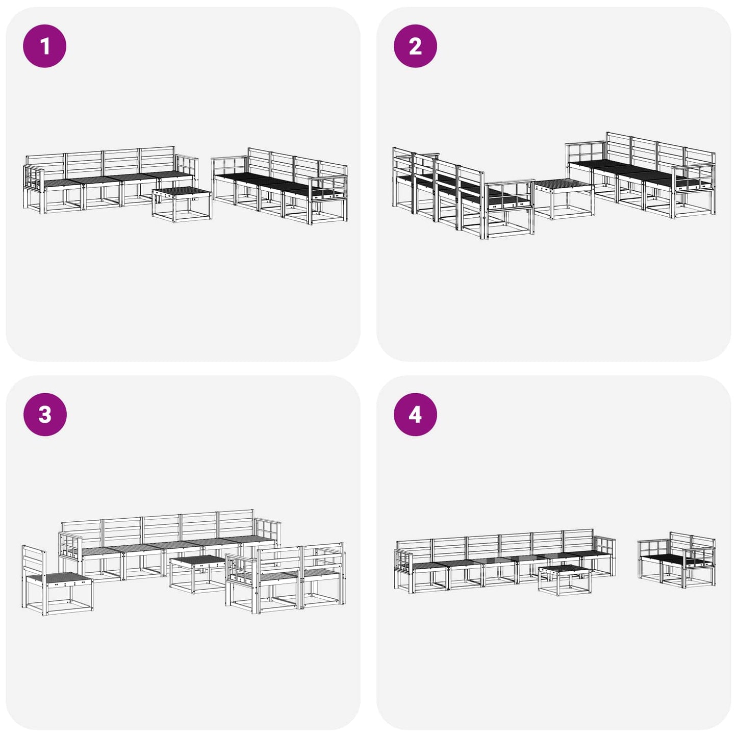 Outdoor Sofa Set 9 pcs White 59 x 59 x 37 cm Solid Acacia Wood