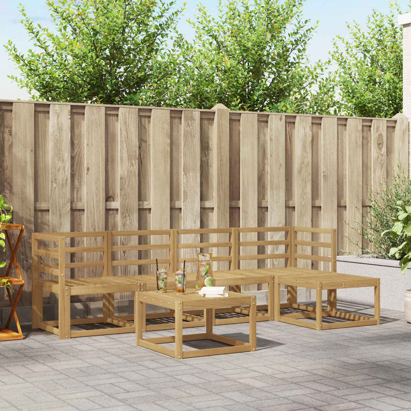 Outdoor Sofa Set 6 pcs White 59 x 59 x 37 cm Solid Acacia Wood