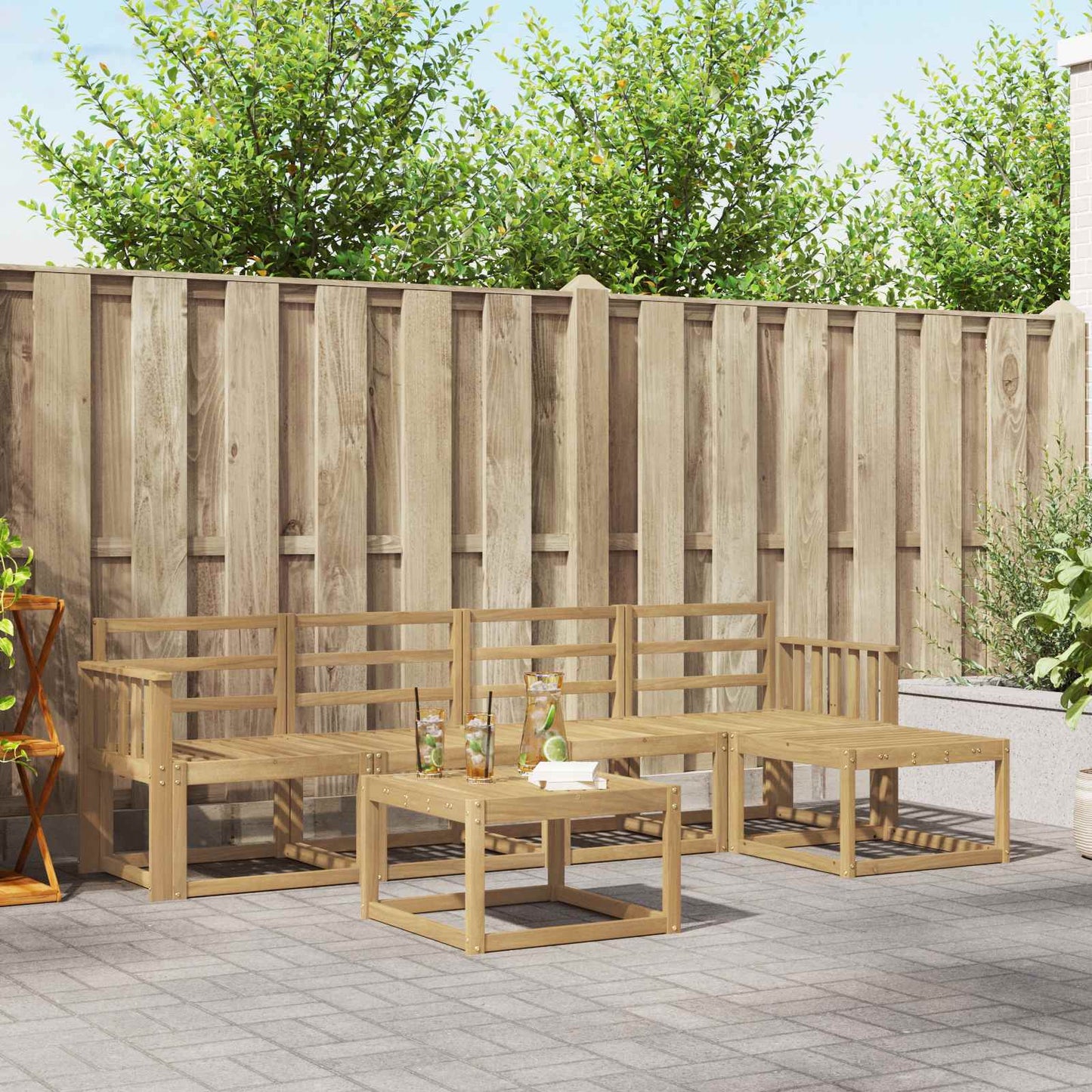 Outdoor Sofa Set 6 pcs White 59 x 59 x 37 cm Solid Acacia Wood