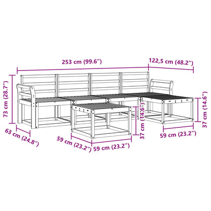 Outdoor Sofa Set 6 pcs White 59 x 59 x 37 cm Solid Acacia Wood