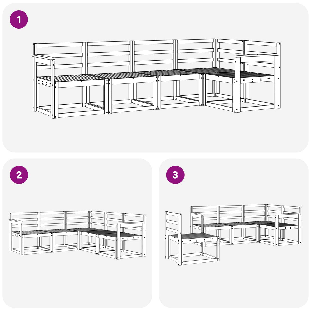 Outdoor Sofa Set 5 pcs White Solid Acacia Wood