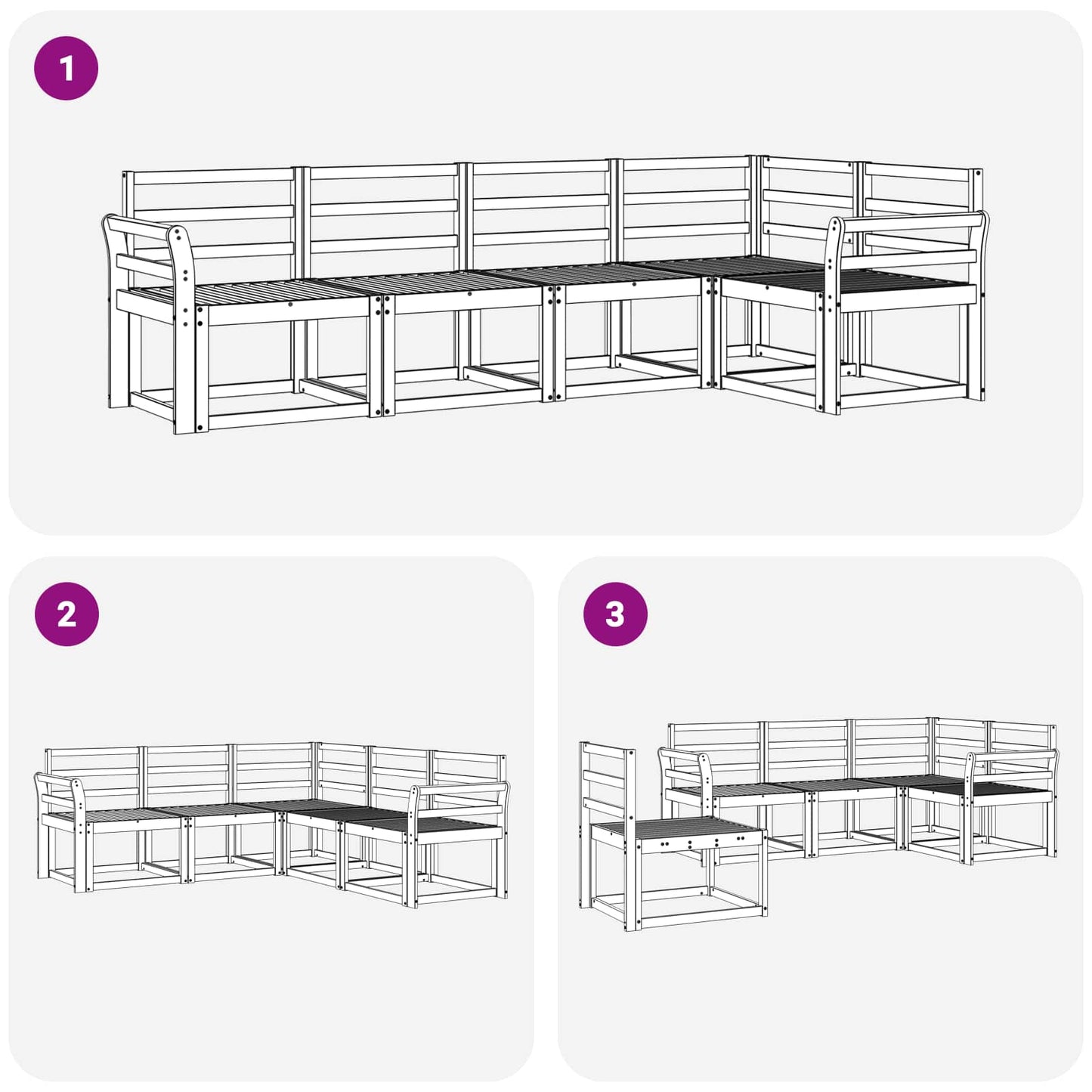 Outdoor Sofa Set 5 pcs White Solid Acacia Wood
