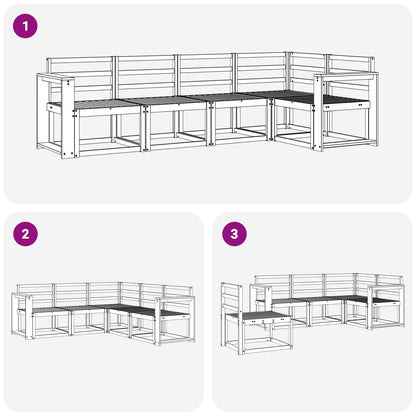 Outdoor Sofa Set 5 pcs White Solid Acacia Wood