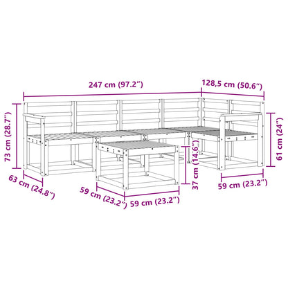 Outdoor Sofa Set 6 pcs White Solid Acacia Wood