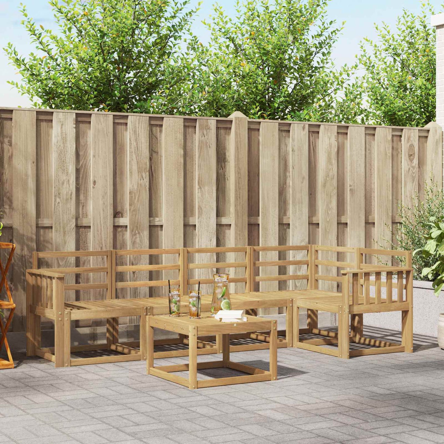 Outdoor Sofa Set 6 pcs White Solid Acacia Wood