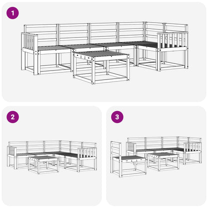Outdoor Sofa Set 6 pcs White Solid Acacia Wood