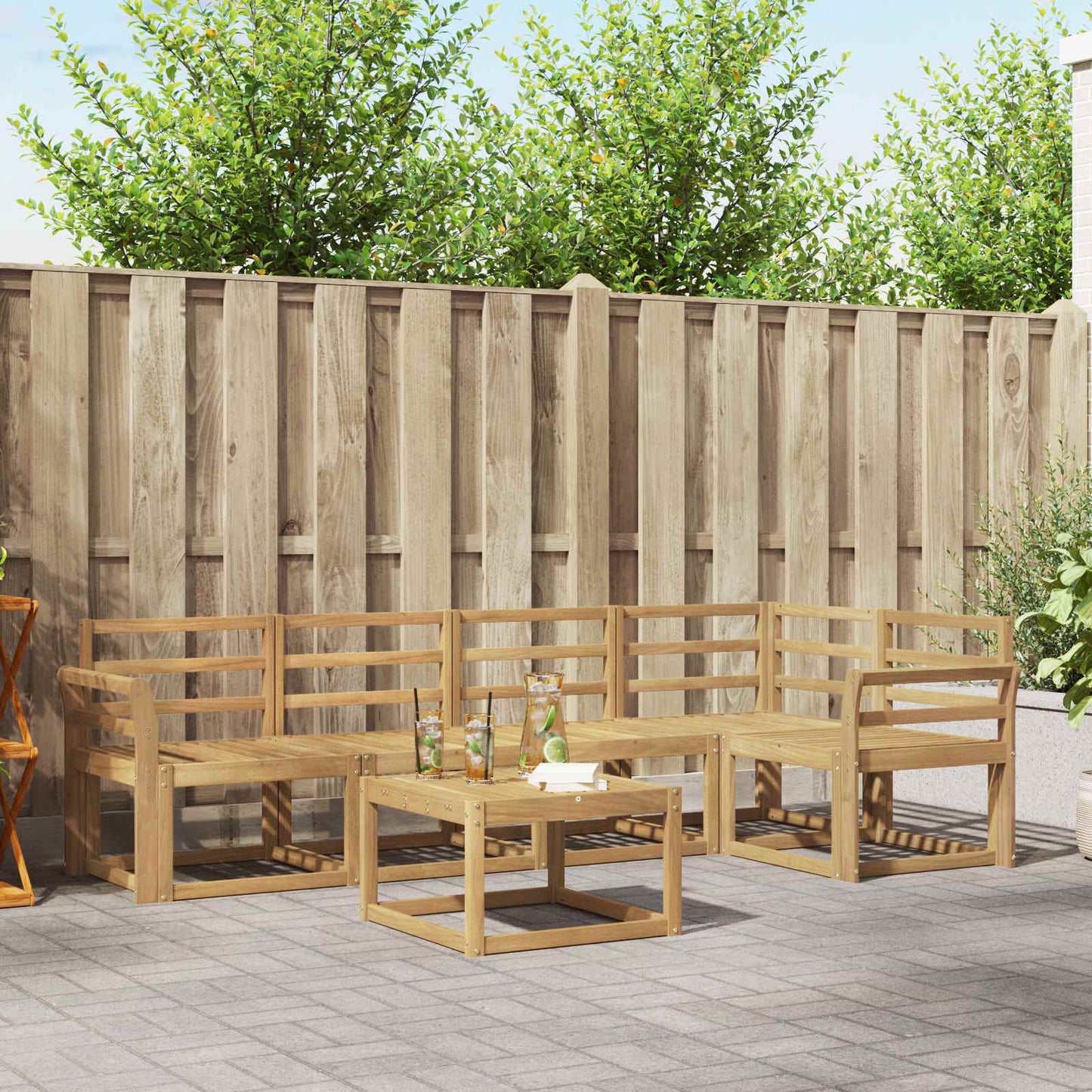 Outdoor Sofa Set 6 pcs White Solid Acacia Wood