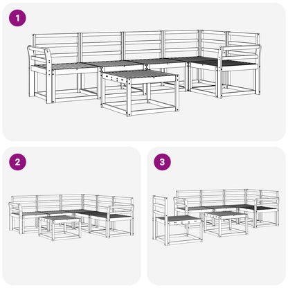 Outdoor Sofa Set 6 pcs White Solid Acacia Wood