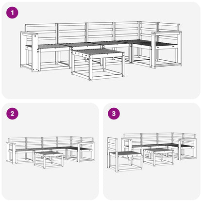 Outdoor Sofa Set 6 pcs White Solid Acacia Wood