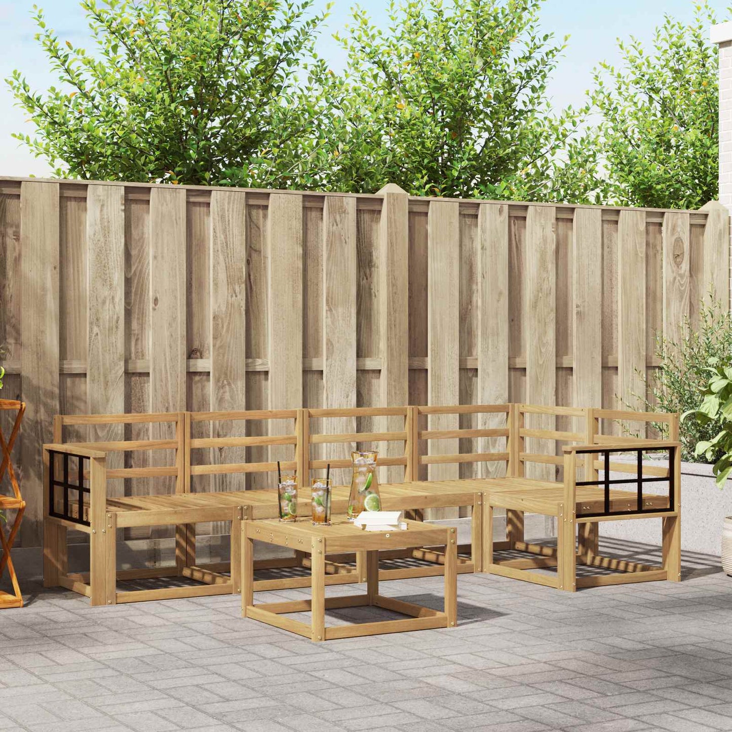 Outdoor Sofa Set 6 pcs White Solid Acacia Wood
