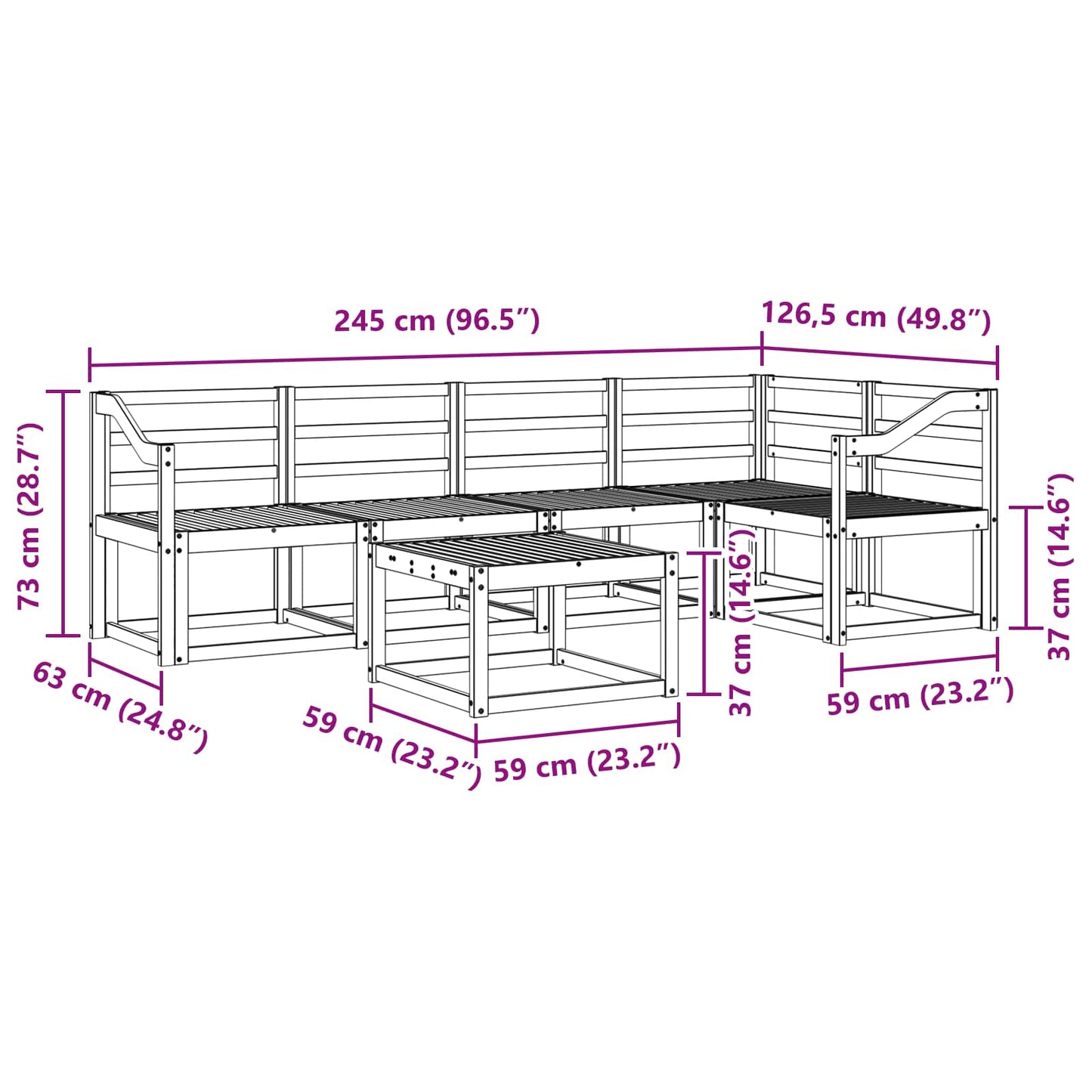 Outdoor Sofa Set 6 pcs White Solid Acacia Wood