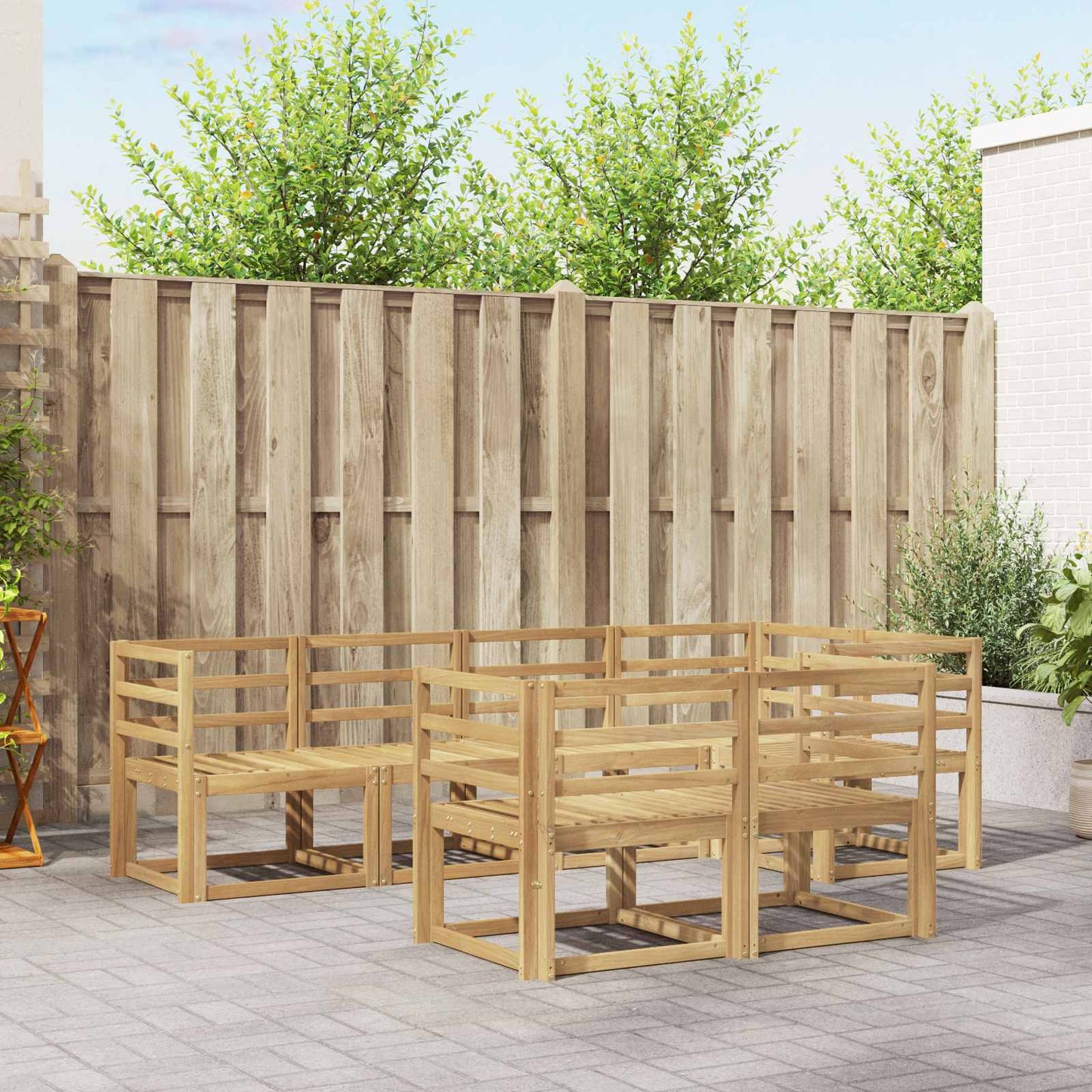 Outdoor Sofa Set 7 pcs White Solid Acacia Wood