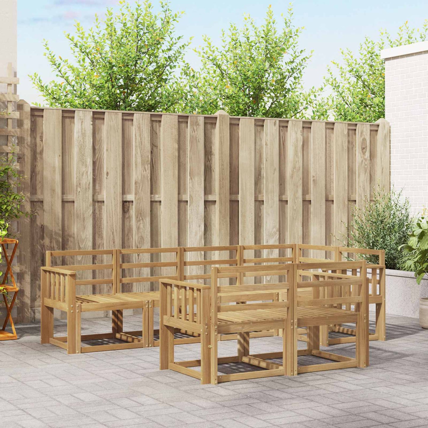 Outdoor Sofa Set 7 pcs White Solid Acacia Wood