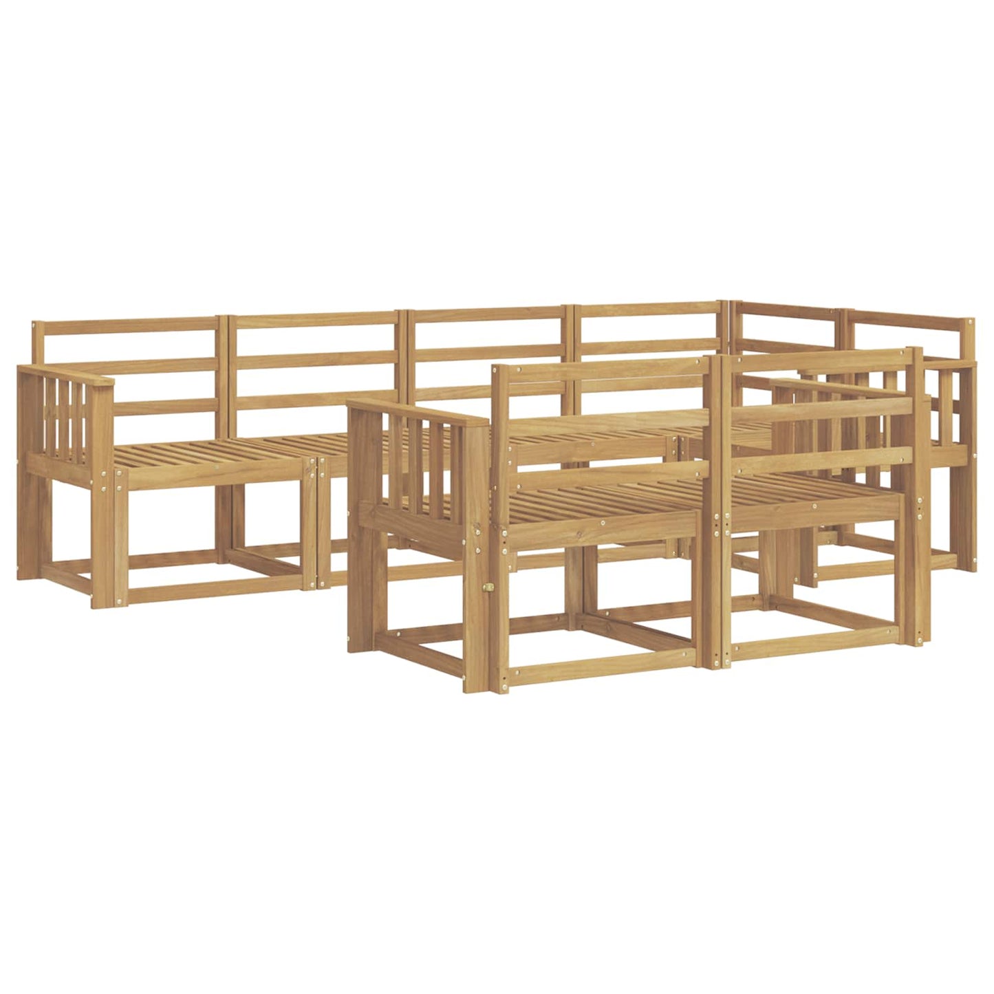 Outdoor Sofa Set 7 pcs White Solid Acacia Wood