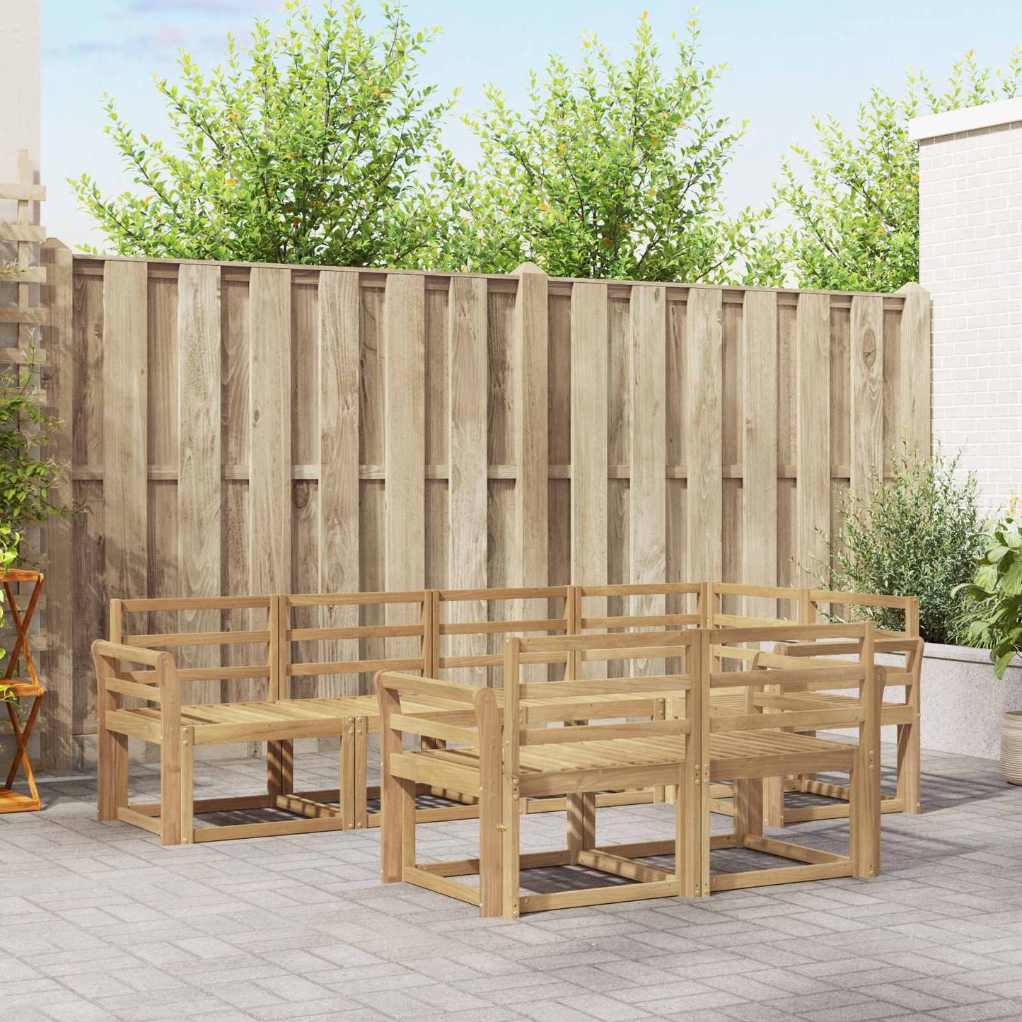 Outdoor Sofa Set 7 pcs White Solid Acacia Wood