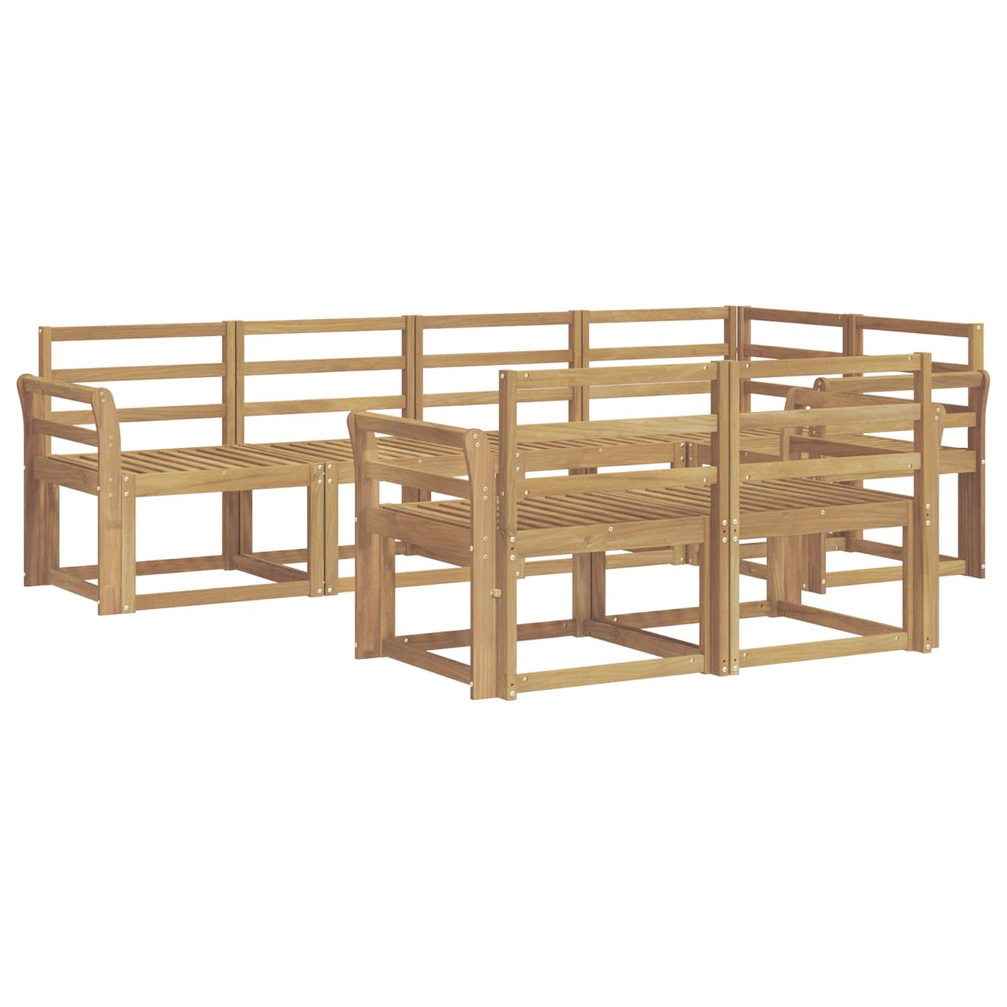 Outdoor Sofa Set 7 pcs White Solid Acacia Wood