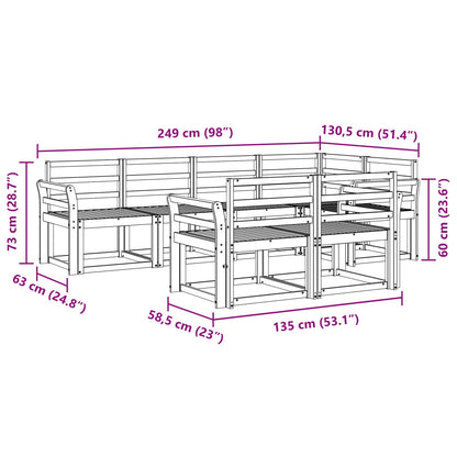 Outdoor Sofa Set 7 pcs White Solid Acacia Wood