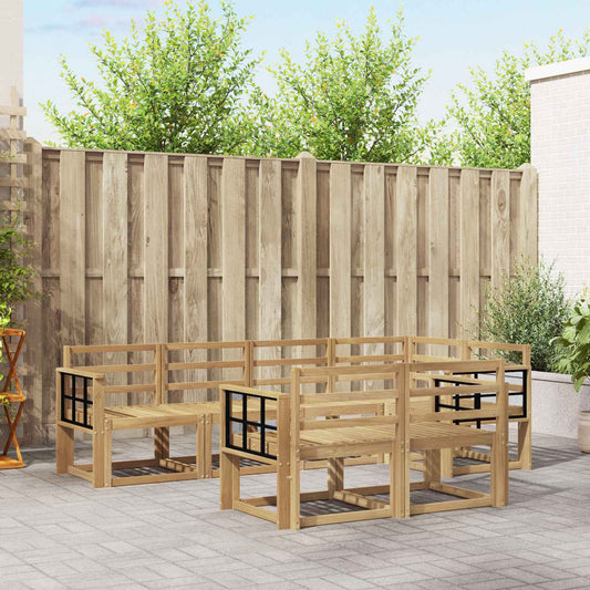 Outdoor Sofa Set 7 pcs White Solid Acacia Wood