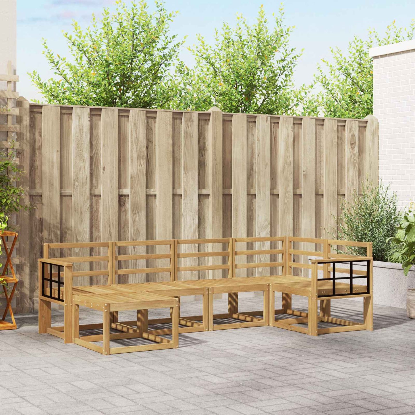 Outdoor Sofa Set 6 pcs White Solid Acacia Wood