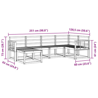Outdoor Sofa Set 6 pcs White Solid Acacia Wood