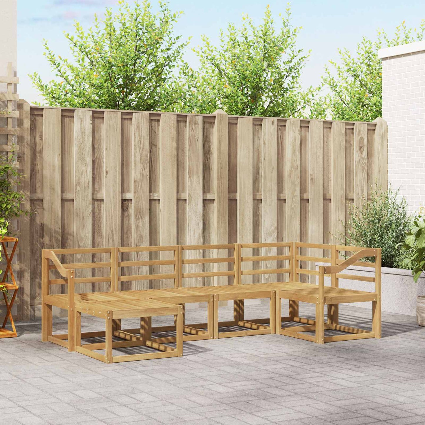 Outdoor Sofa Set 6 pcs White Solid Acacia Wood