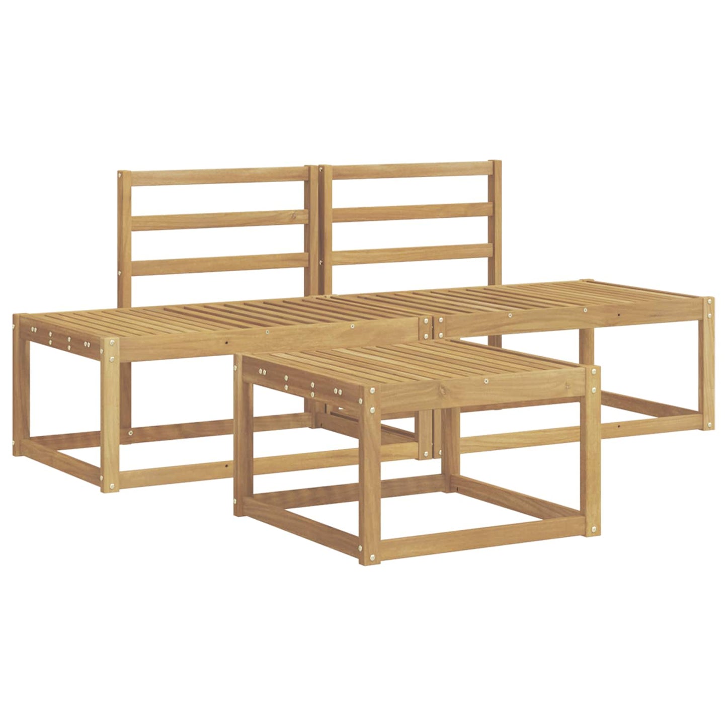 Outdoor Sofa Set 3 pcs White Solid Acacia Wood