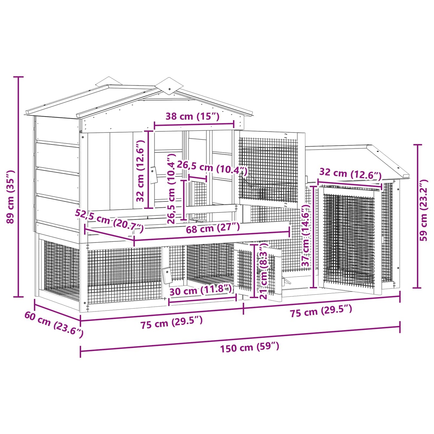 Chicken Coop 2 pcs Brown Solid Pine Wood