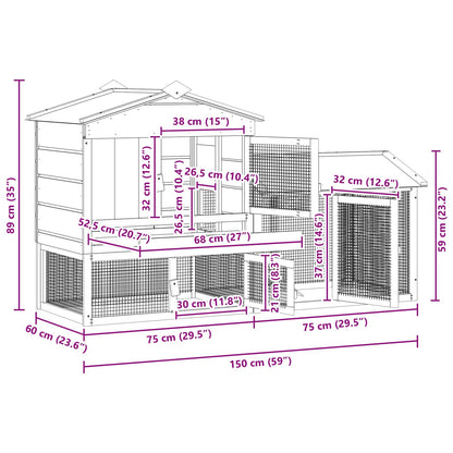 Chicken Coop 2 pcs Brown Solid Pine Wood