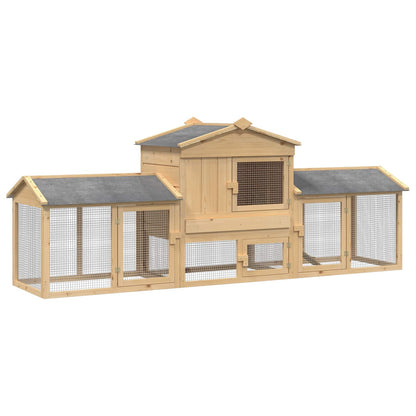 Chicken Coop 3 pcs Brown Solid Pine Wood