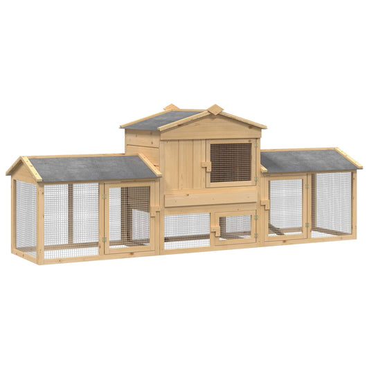 Chicken Coop 3 pcs Brown Solid Pine Wood