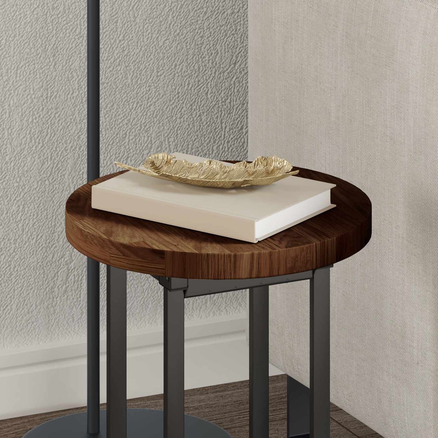 Table Top Light Brown Ø 30 x 2.5 cm Solid Oak Wood