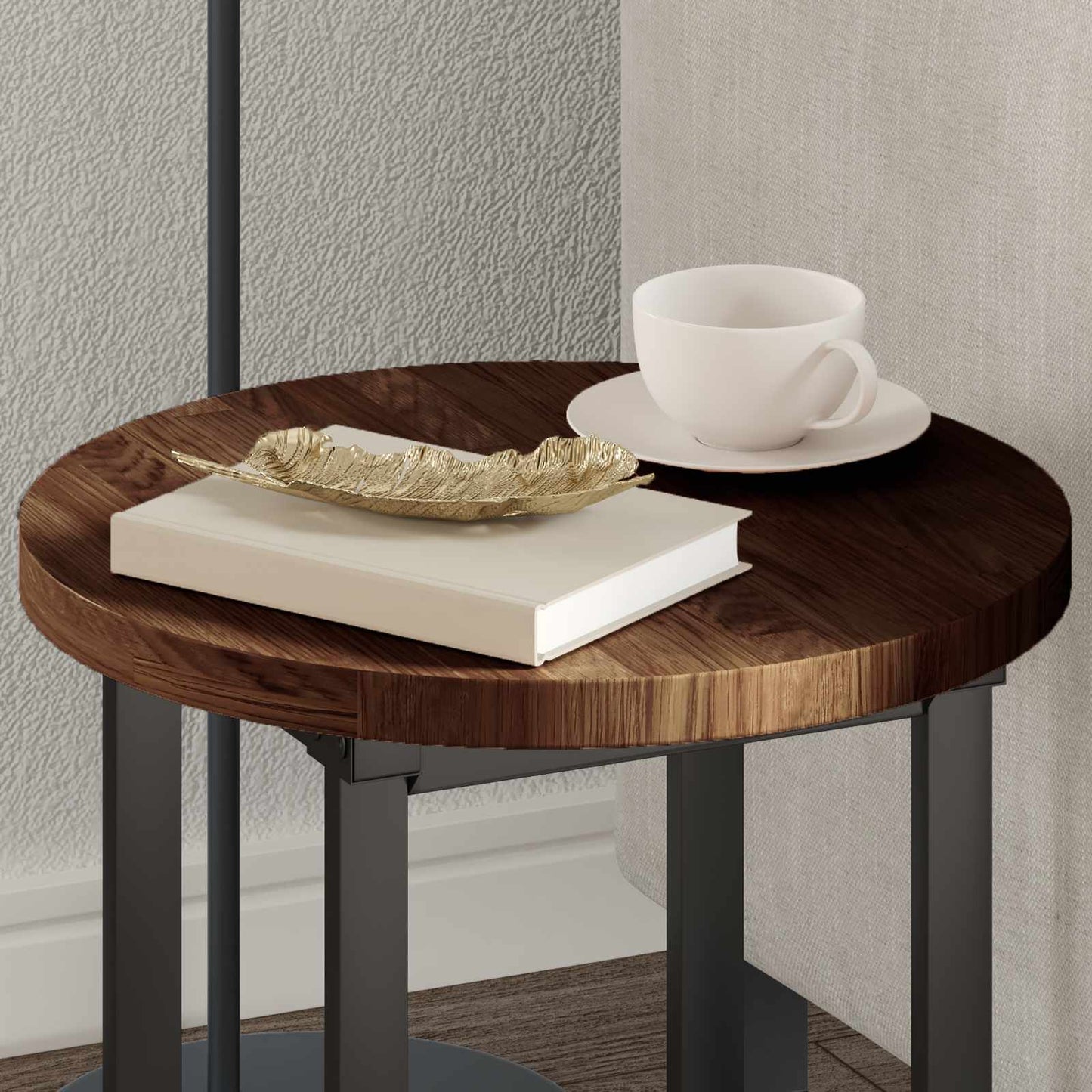Table Top Light Brown Ø 40 x 2.5 cm Solid Oak Wood