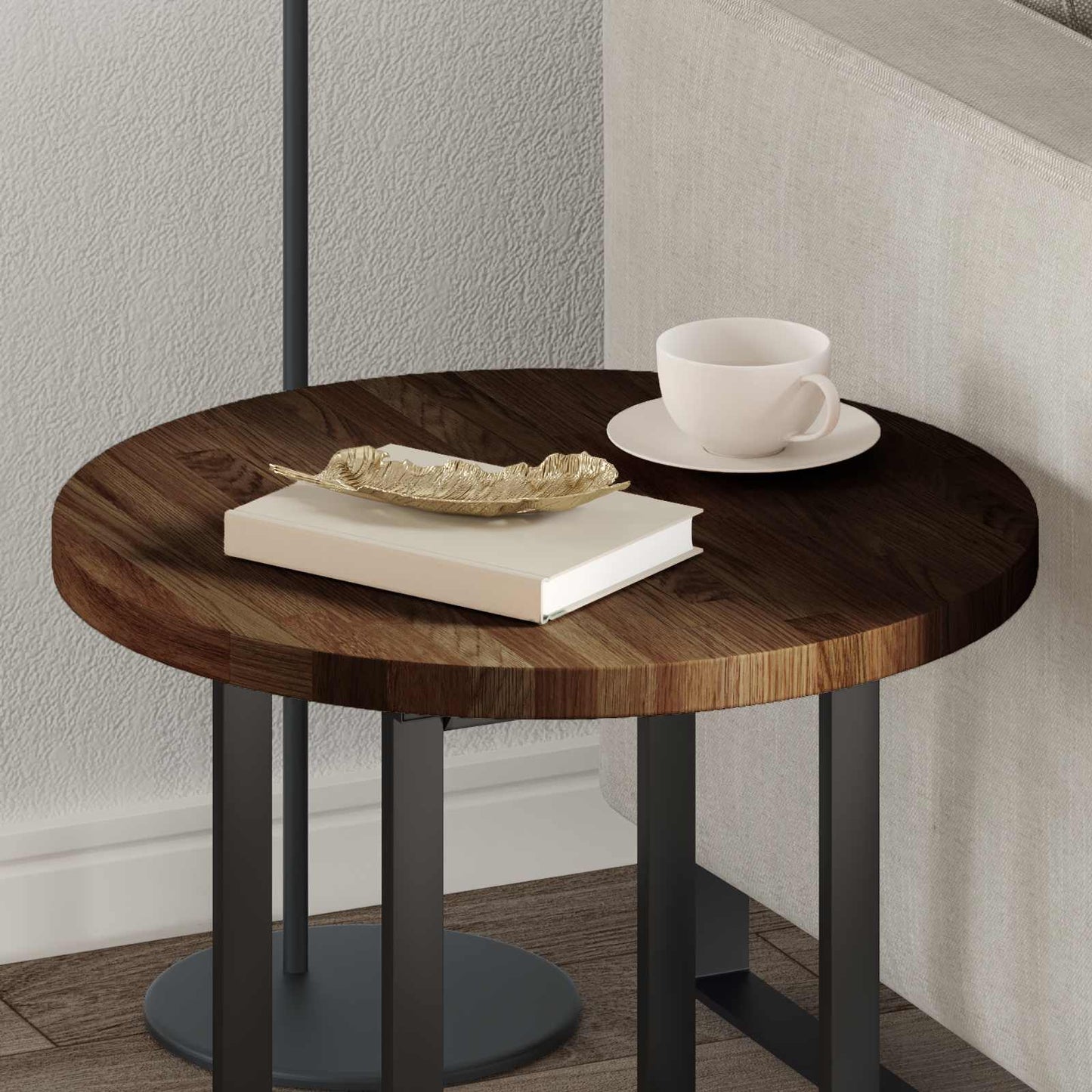 Table Top Light Brown Ø 50 x 2.5 cm Solid Oak Wood
