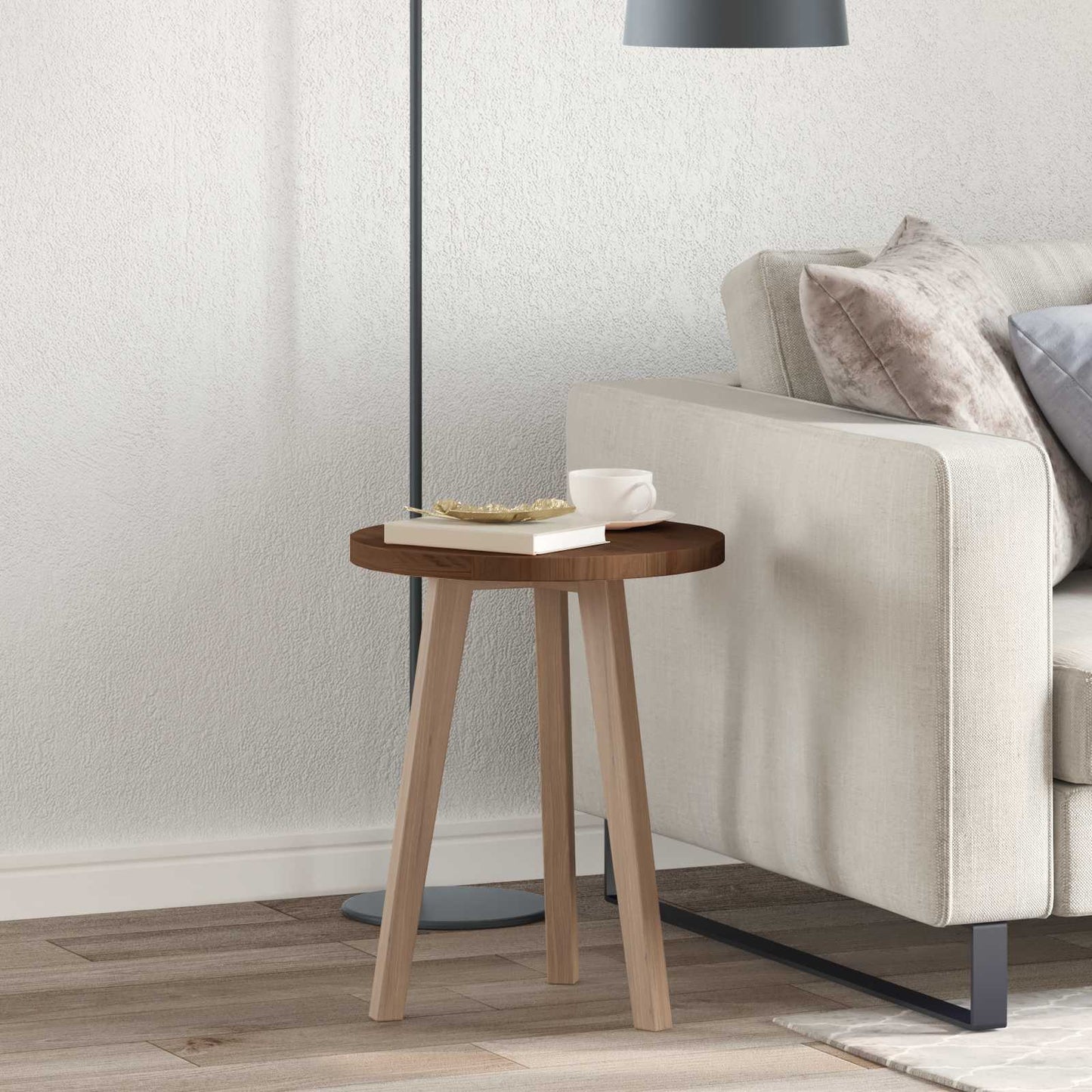 Table Top Light Brown Ø 50 x 2.5 cm Solid Oak Wood