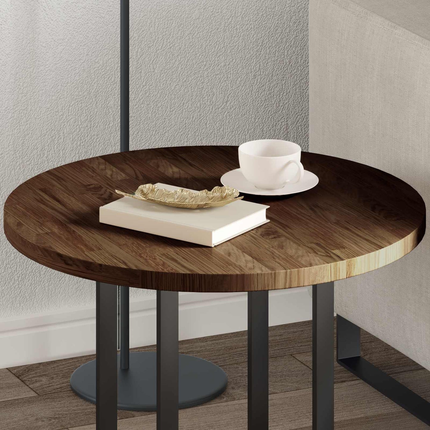 Table Top Light Brown Ø 60 x 2.5 cm Solid Oak Wood