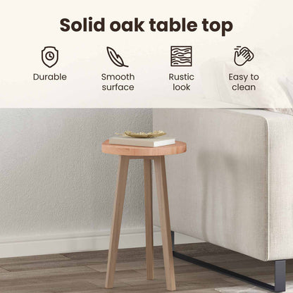 Table Top Light Brown Ø 60 x 2.5 cm Solid Oak Wood