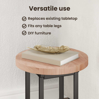 Table Top Light Brown Ø 60 x 2.5 cm Solid Oak Wood