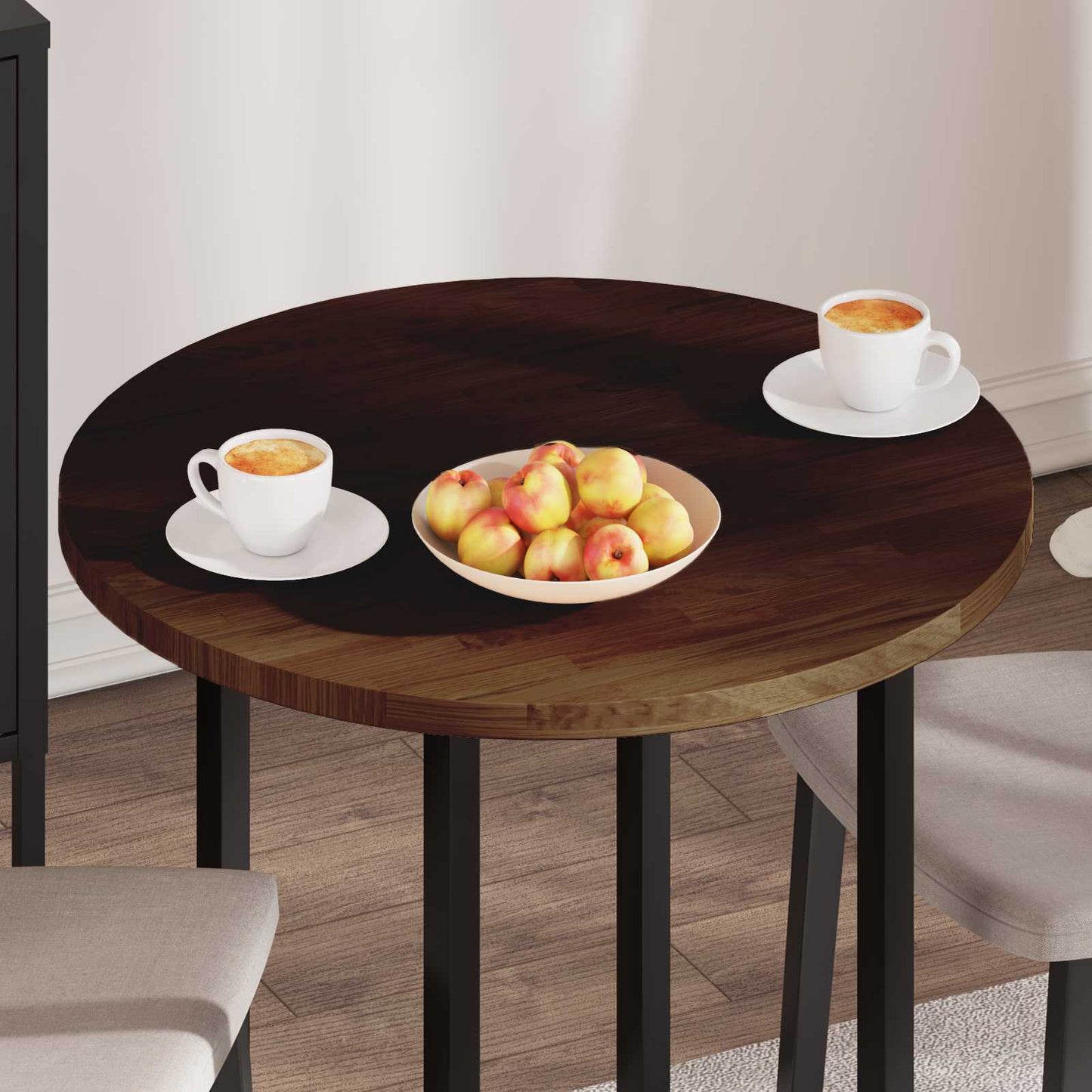 Table Top Light Brown Ø 70 x 2.5 cm Solid Oak Wood
