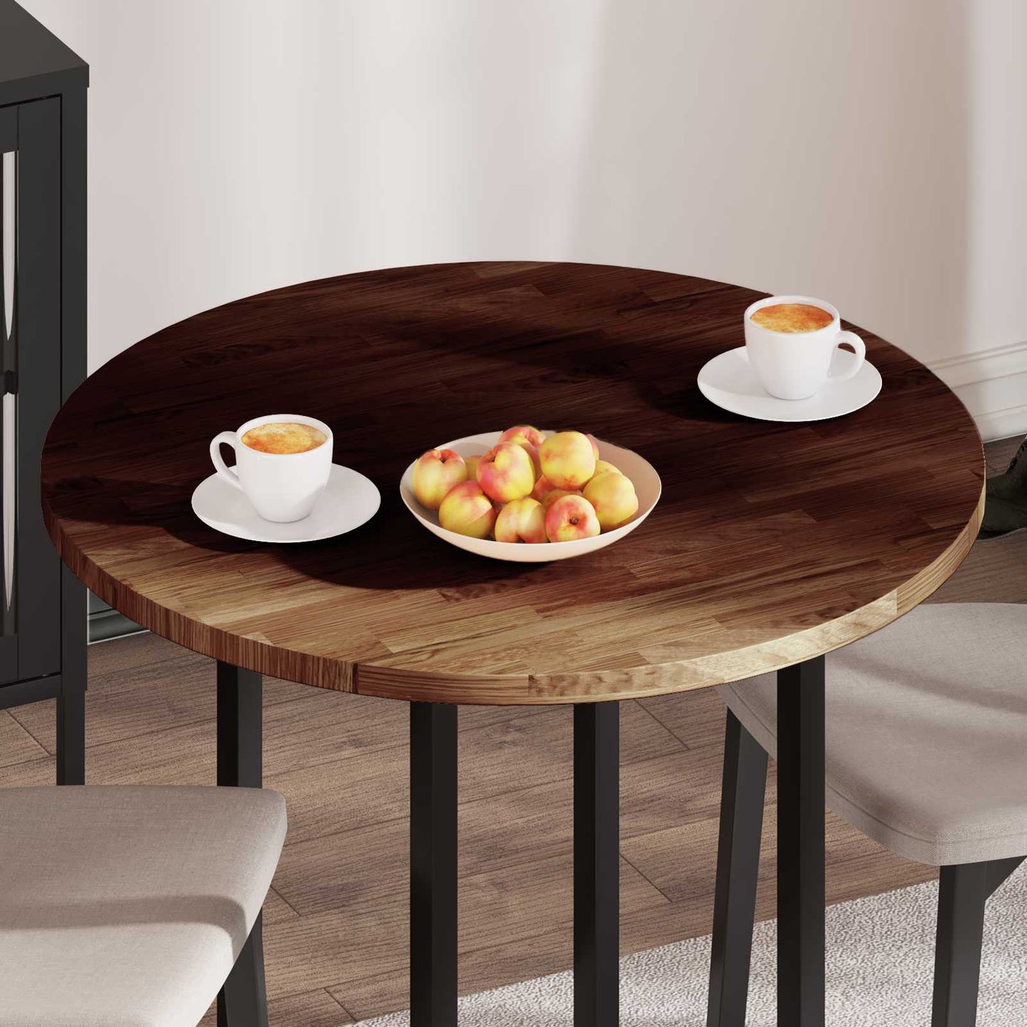 Table Top Light Brown Ø 80 x 2.5 cm Solid Oak Wood