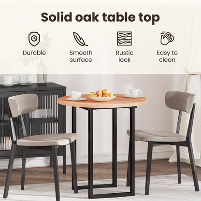 Table Top Light Brown Ø 80 x 2.5 cm Solid Oak Wood
