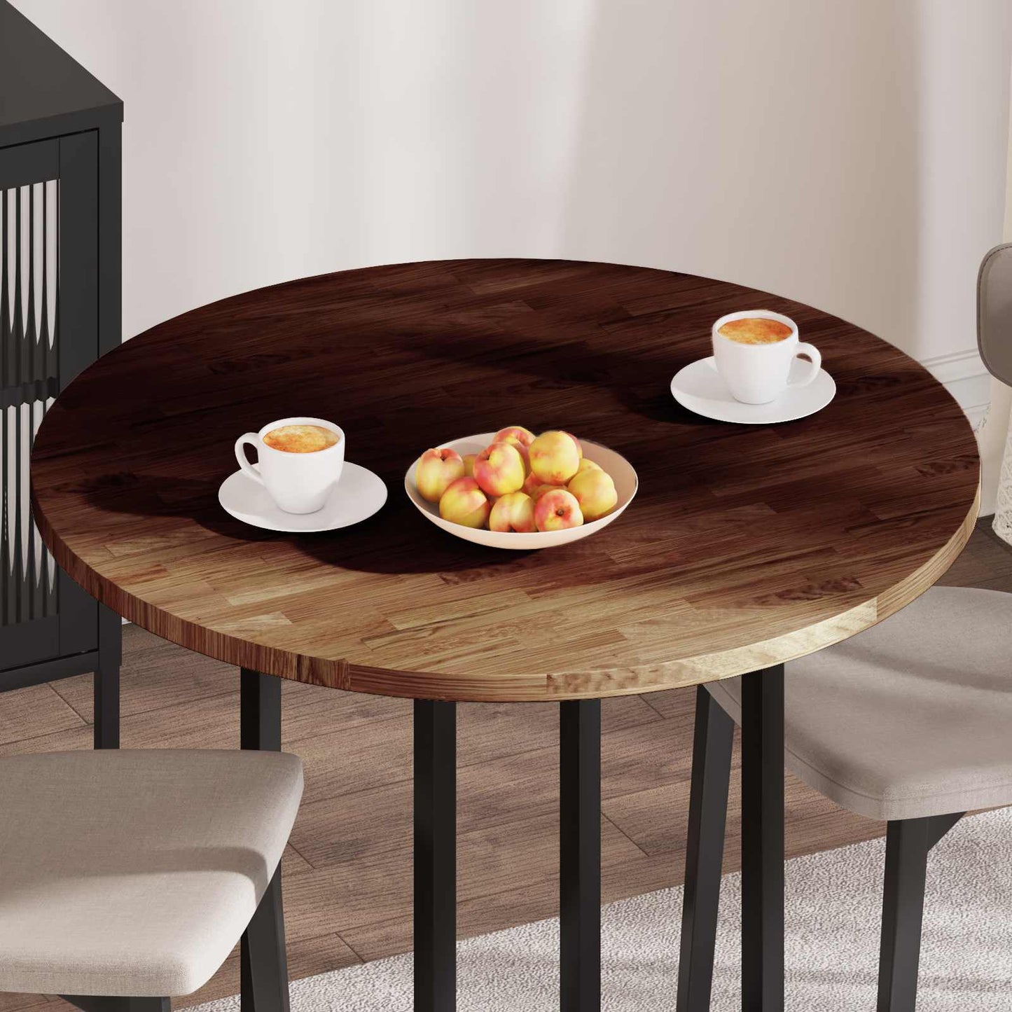 Table Top Light Brown Ø 90 x 2.5 cm Solid Oak Wood
