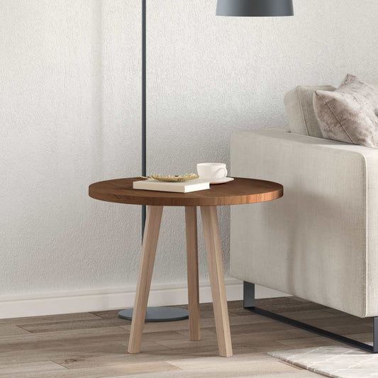 Table Top Ø 60 x 2.5 cm Round Solid Oak Wood Dark Brown