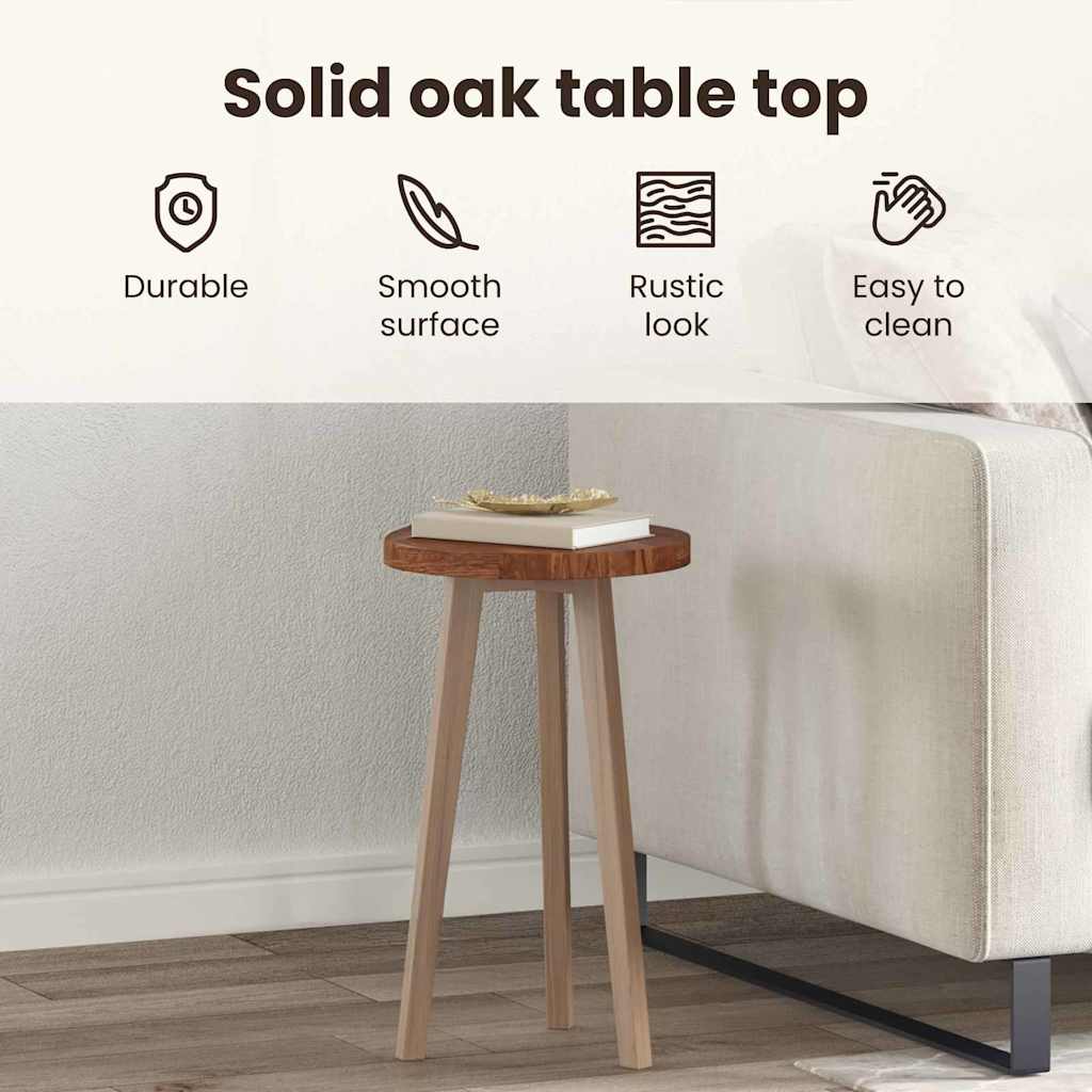 Table Top Dark Brown Ø 60 x 2.5 cm Solid Oak Wood
