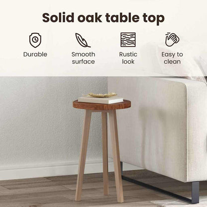 Table Top Dark Brown Ø 60 x 2.5 cm Solid Oak Wood