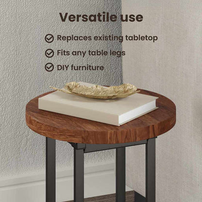Table Top Dark Brown Ø 60 x 2.5 cm Solid Oak Wood