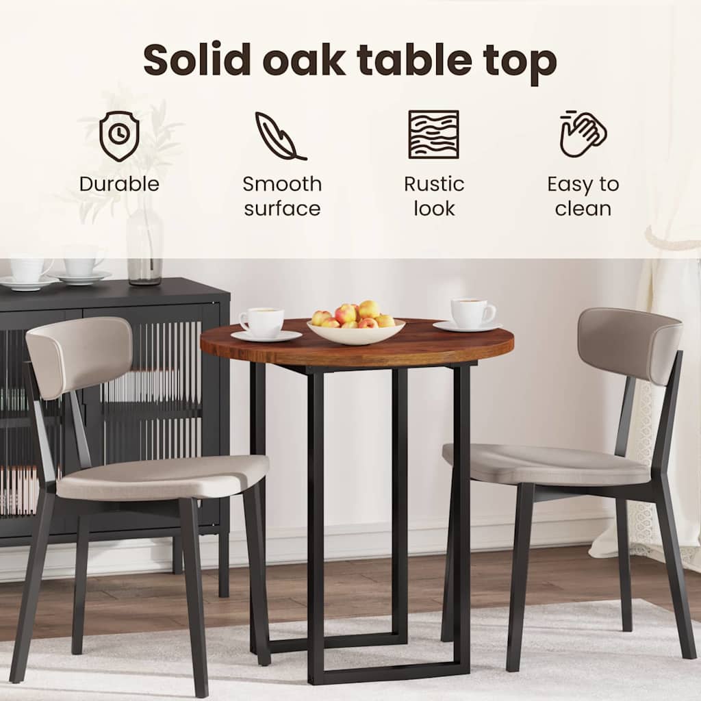 Table Top Dark Brown Ø 70 x 2.5 cm Solid Oak Wood