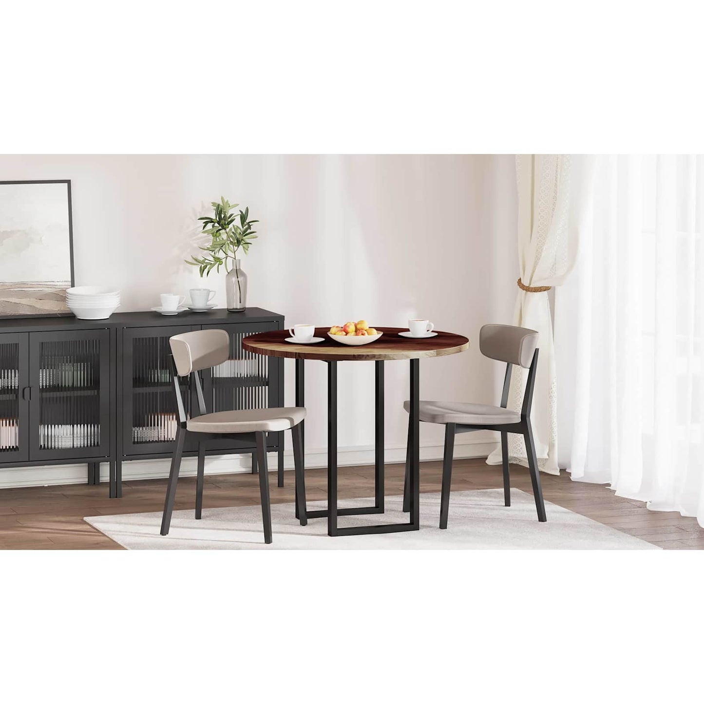 Table Top Dark Brown Ø 90 x 2.5 cm Solid Oak Wood