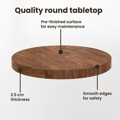 Table Top Dark Brown Ø 90 x 2.5 cm Solid Oak Wood