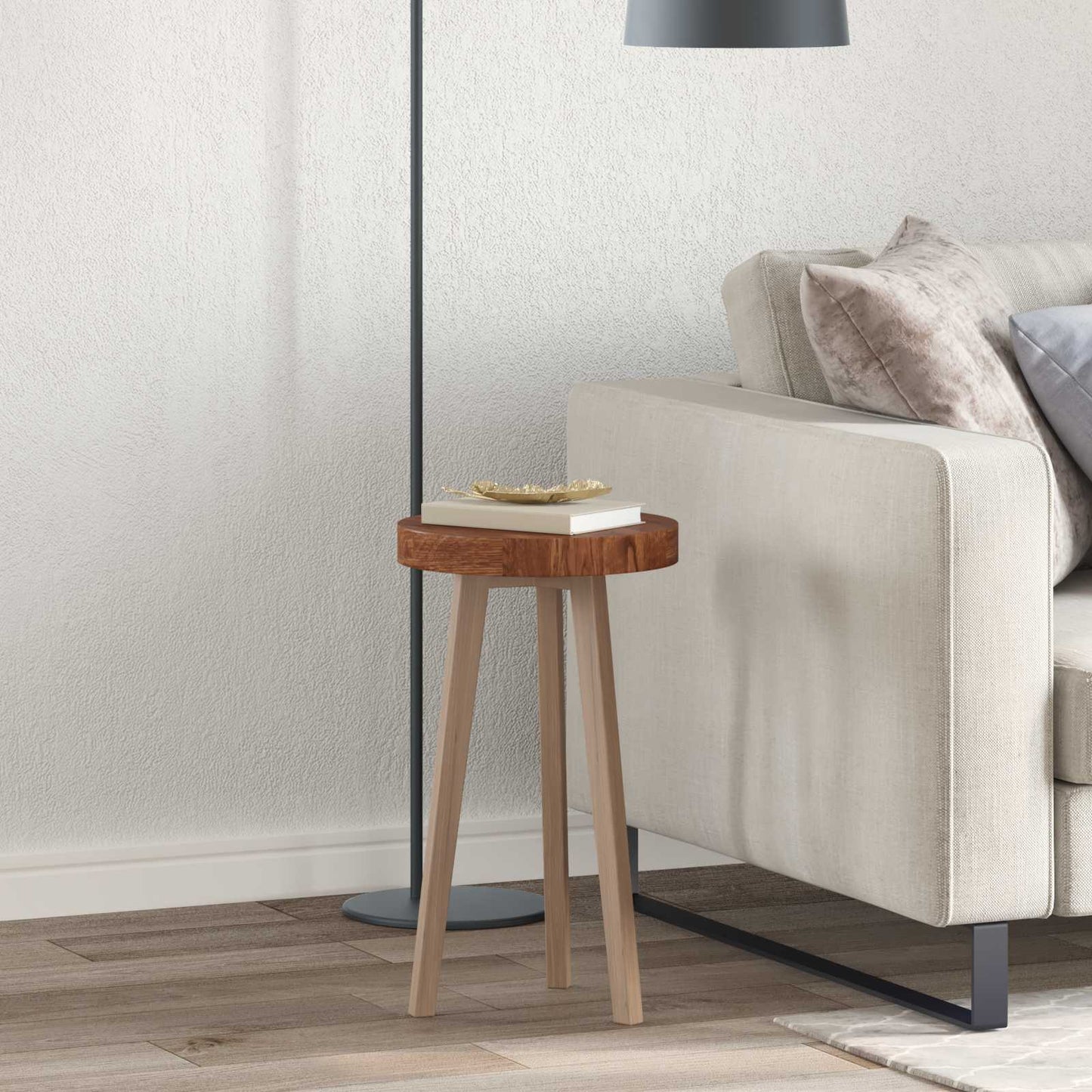 Table Top Light Brown Ø 30 x 4 cm Solid Oak Wood