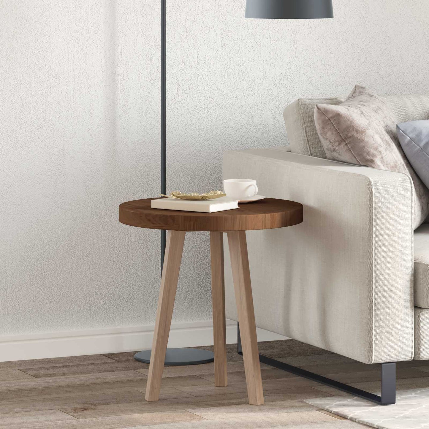 Table Top Light Brown Ø 50 x 4 cm Solid Oak Wood